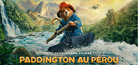Affiche promotionnelle avec personnage animé en canot dans un paysage montagneux