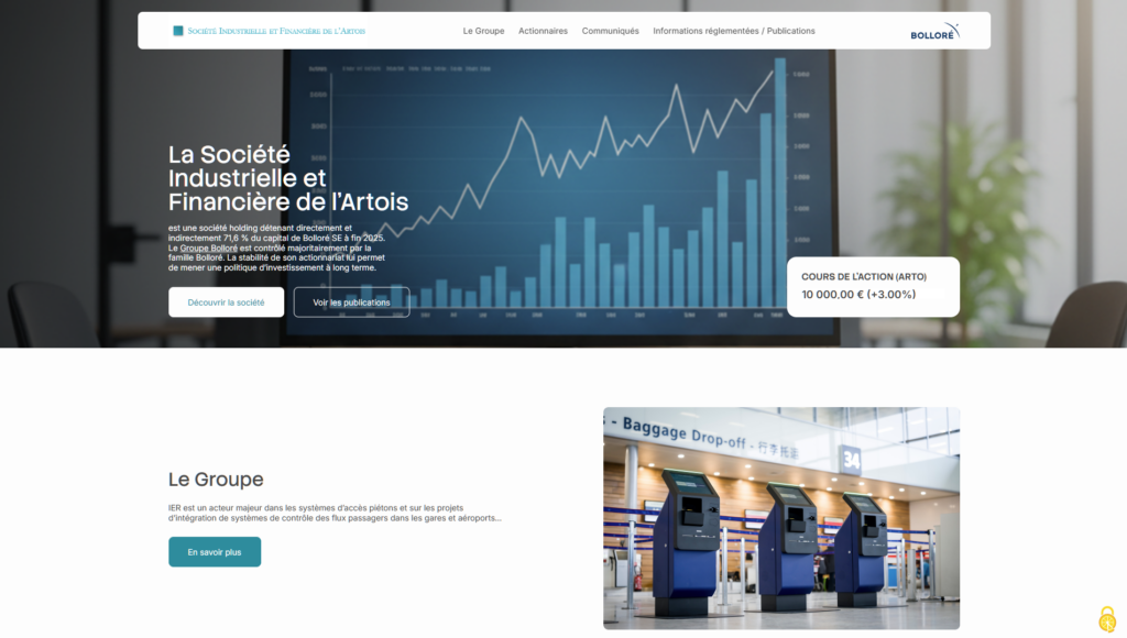 Page d'accueil Société Industrielle et Financière de l'Artois